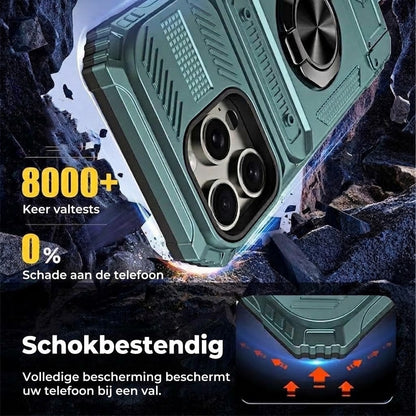 Schokbestendig iPhone-hoesje met pashouder en geïntegreerde ringhouder