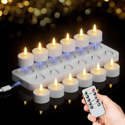 Oplaadbare LED-theelichtjes (zonder vlam) – Creëer een gezellige sfeer – zonder brandgevaar