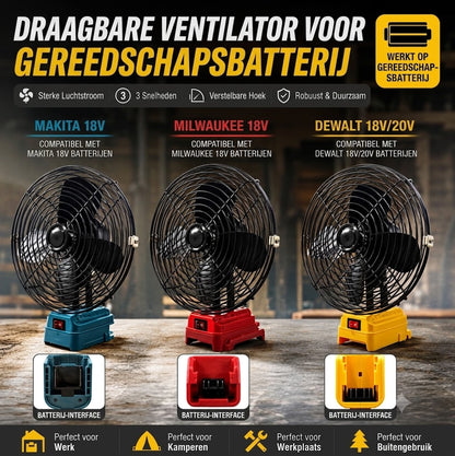 Draagbare Ventilator op Gereedschapsaccu