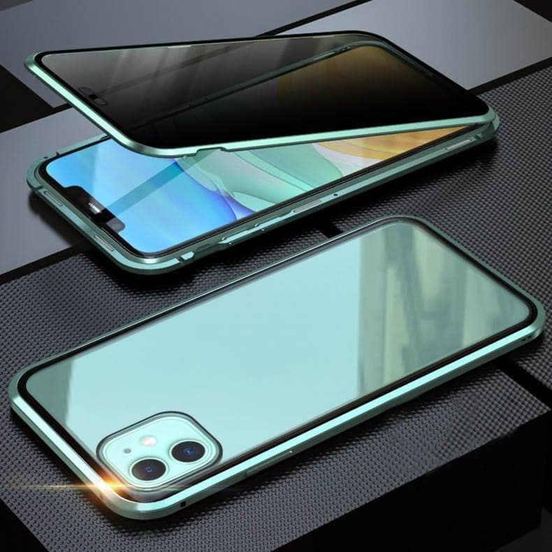 Privacy Magnetisch iPhone Hoesje - 360 Graden Bescherming - Anti-Spy Gehard Glas - Dubbelzijdig & Schokbestendig