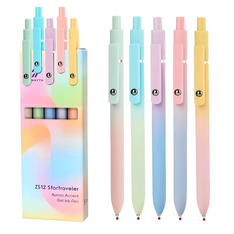 Luxe Gelpennen Set (5 stuks) - Esthetisch Kleurverloop Design - 0.5 mm Sneldrogende Inkt