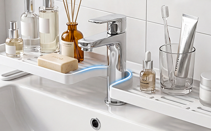 Badkamer Kraan Opbergrek – Staand & Zonder Boren / Kraan Organizer