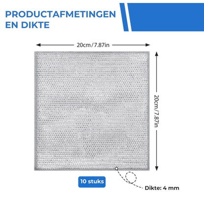 Herbruikbaar Silver Mesh Schoonmaakdoeken (10 stuks）- Krachtige Reiniging zonder Krassen - Voor Pannen, Glas & Aanrecht - Sneldrogend & Duurzaam