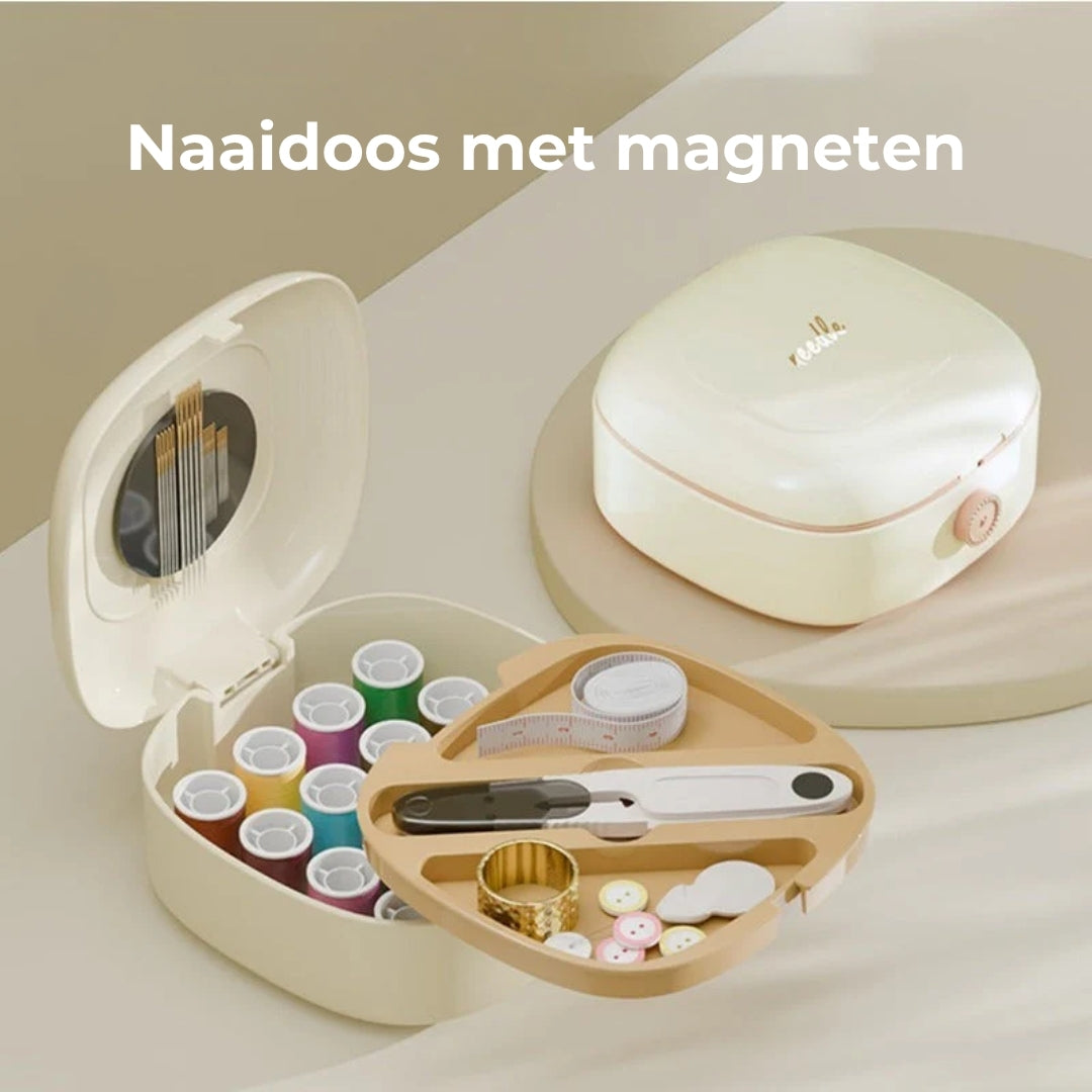 Dubbellaagse Magnetische Naaiset – Luxe Naaibox met Garen en Naalden