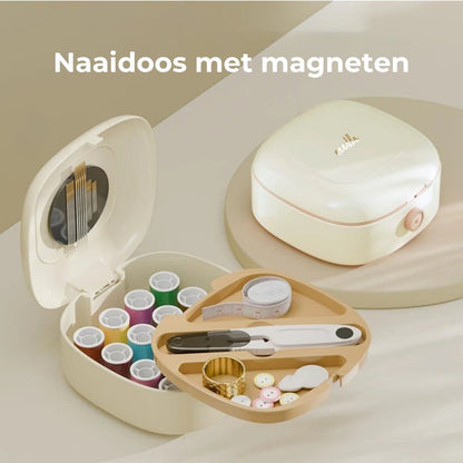 Dubbellaagse Magnetische Naaiset – Luxe Naaibox met Garen en Naalden