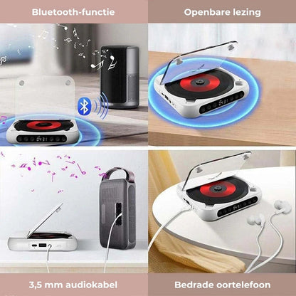 Draagbare CD Speler met Bluetooth - Oplaadbare Discman voor Auto & Onderweg (Anti-Shock)