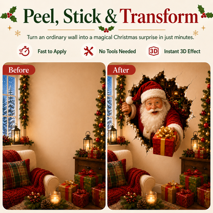 "Breek door" Kerststickers – Creatieve 3D-stickers voor ramen en muren