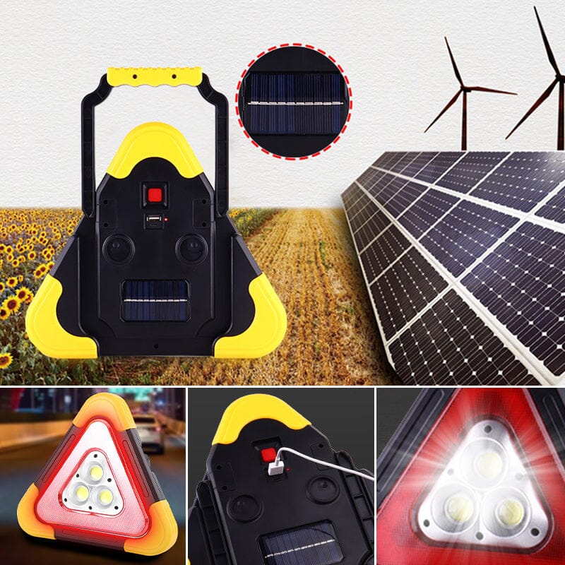 2-in-1 aurinkoenergialla toimiva LED-varoituskolmio