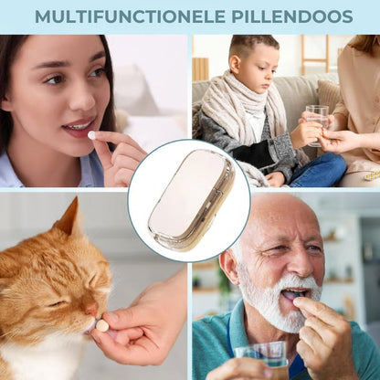 2-in-1 Pillensnijder & Pillensplitter - Verstelbaar voor Alle Maten - Nauwkeurig Snijden - Transparant