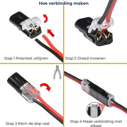 [20 Stuks] Snelle Draadconnectors met Vergrendeling - 2-Polige Stekker Verbinding