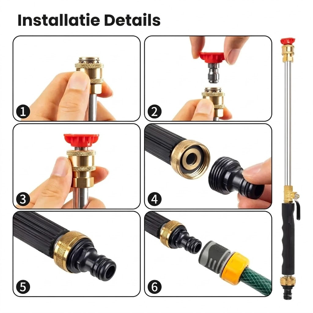 Hogedruk Spuitmond voor Tuinslang - Jet Nozzle Power Washer - Voor Auto & Tuin