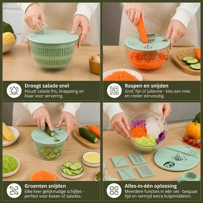 9-in-1 handmatige groente- en saladesnijder met rotatiefunctie