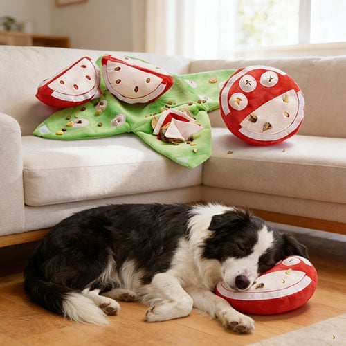 Interactief Snuffelspel Hond - Fruit Puzzel Knuffel met Verstopvakjes