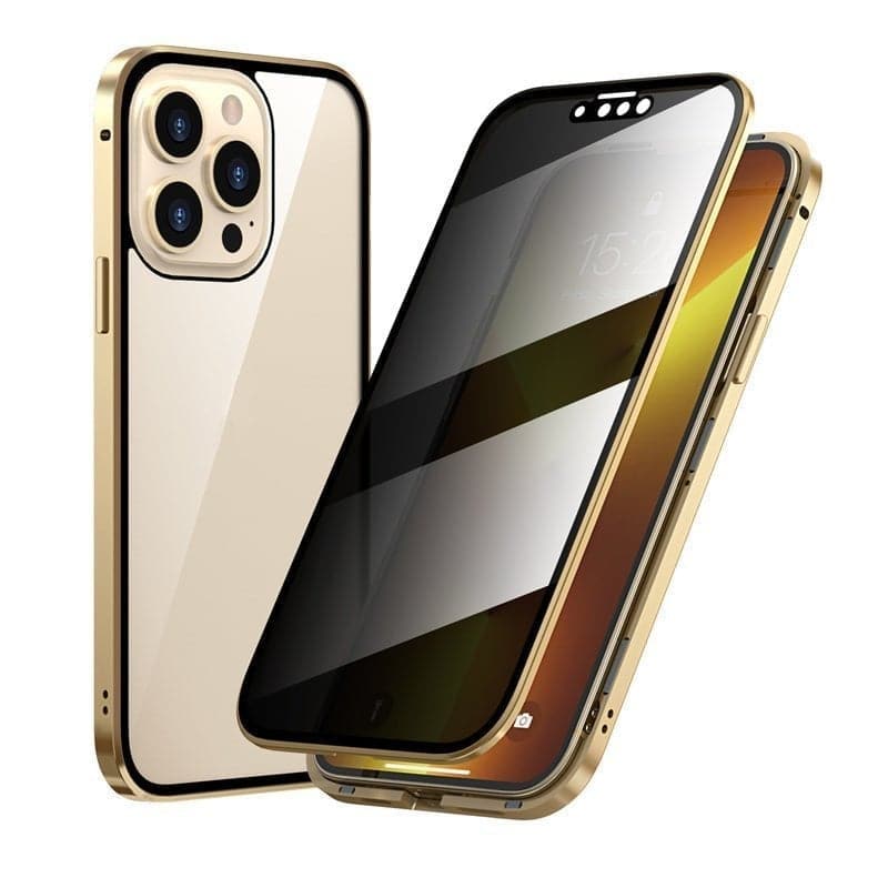 Privacy Magnetisch iPhone Hoesje - 360 Graden Bescherming - Anti-Spy Gehard Glas - Dubbelzijdig & Schokbestendig