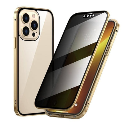 Privacy Magnetisch iPhone Hoesje - 360 Graden Bescherming - Anti-Spy Gehard Glas - Dubbelzijdig & Schokbestendig