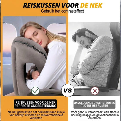 Opblaasbaar ergonomisch reiskussen – Compact en draagbaar nekkussen voor vliegtuig, trein en auto