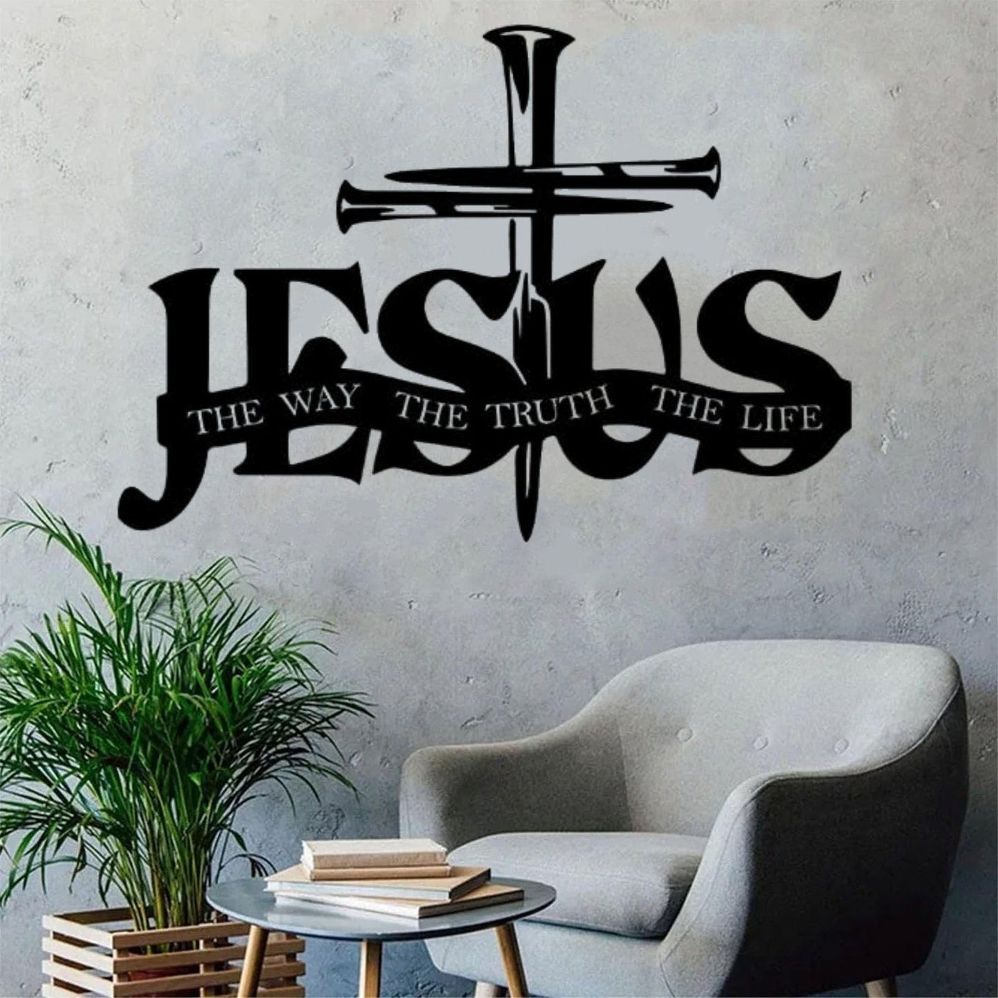 Eksklusiivinen seinäkoriste – Jeesus ja risti käsintehdyssä designissa