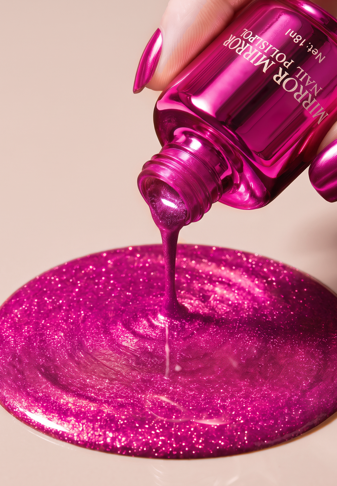 Glanzende metallic nagellak met spiegeleffect