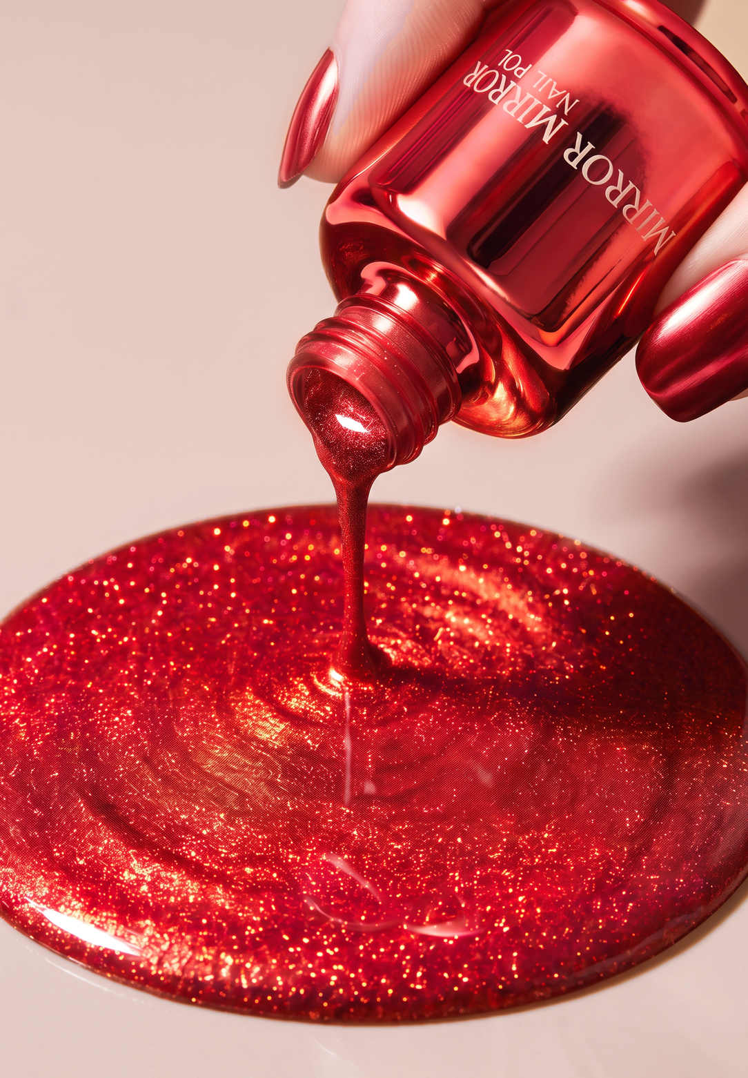 Glanzende metallic nagellak met spiegeleffect