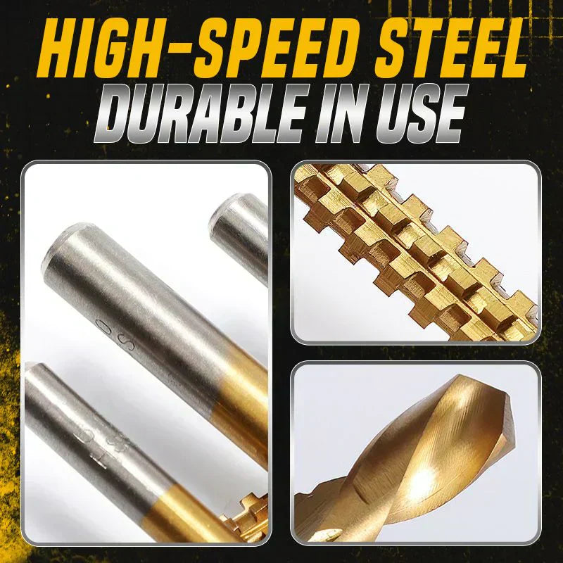Titanium gecoate spiraalborenset – 6 maten, 2-in-1 boren en zagen