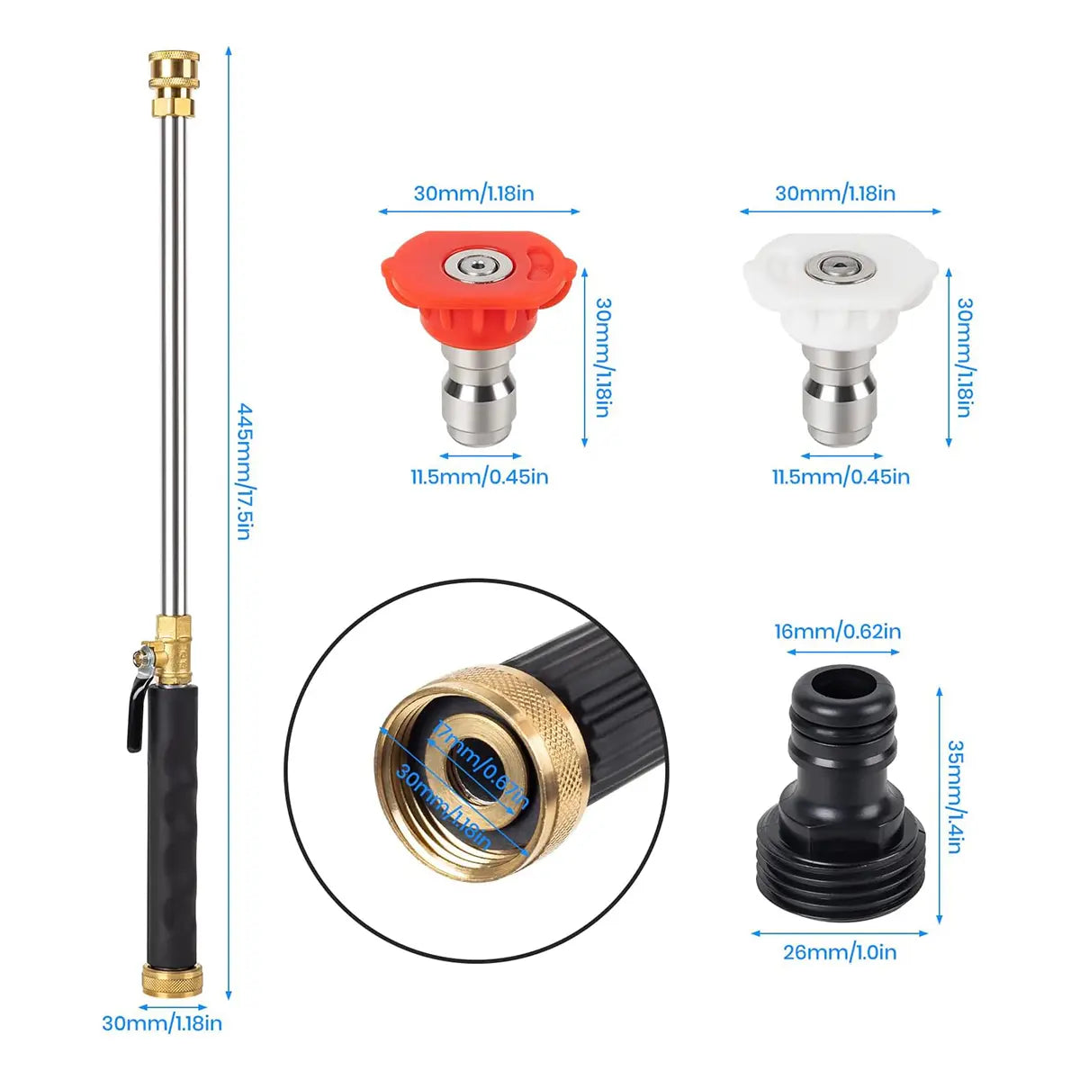 Hogedruk Spuitmond voor Tuinslang - Jet Nozzle Power Washer - Voor Auto & Tuin