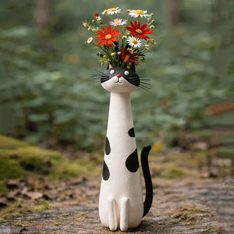 😻Handgemaakte Keramische Kattenvaas - Uniek & Origineel Design - Decoratieve Bloemenvaas voor Kattenliefhebbers