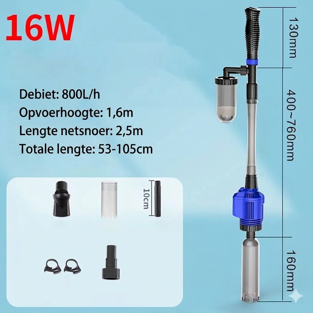 Elektrische Aquarium Stofzuiger & Waterwisselaar - 3-in-1 Bodemreiniger - Met Filterfunctie