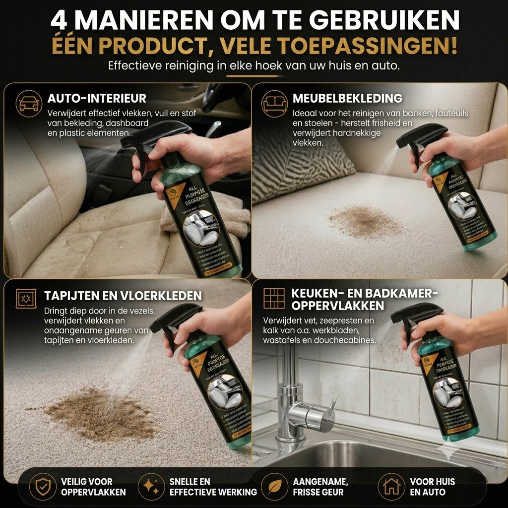 Multifunctionele autoreinigingsspray – Krachtige vlekkenverwijderaar, de ultieme oplossing voor het verwijderen van hardnekkige vlekken.