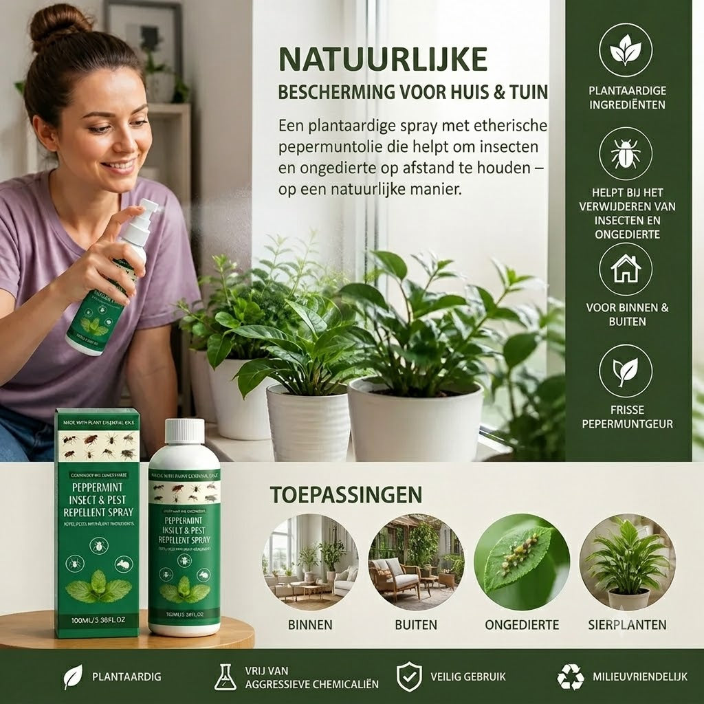 MOONSPRY Pepermunt Insectenspray – Voor zowel binnen- als buitengebruik, een insectenwerend middel geschikt voor slaapkamers en tuinen.