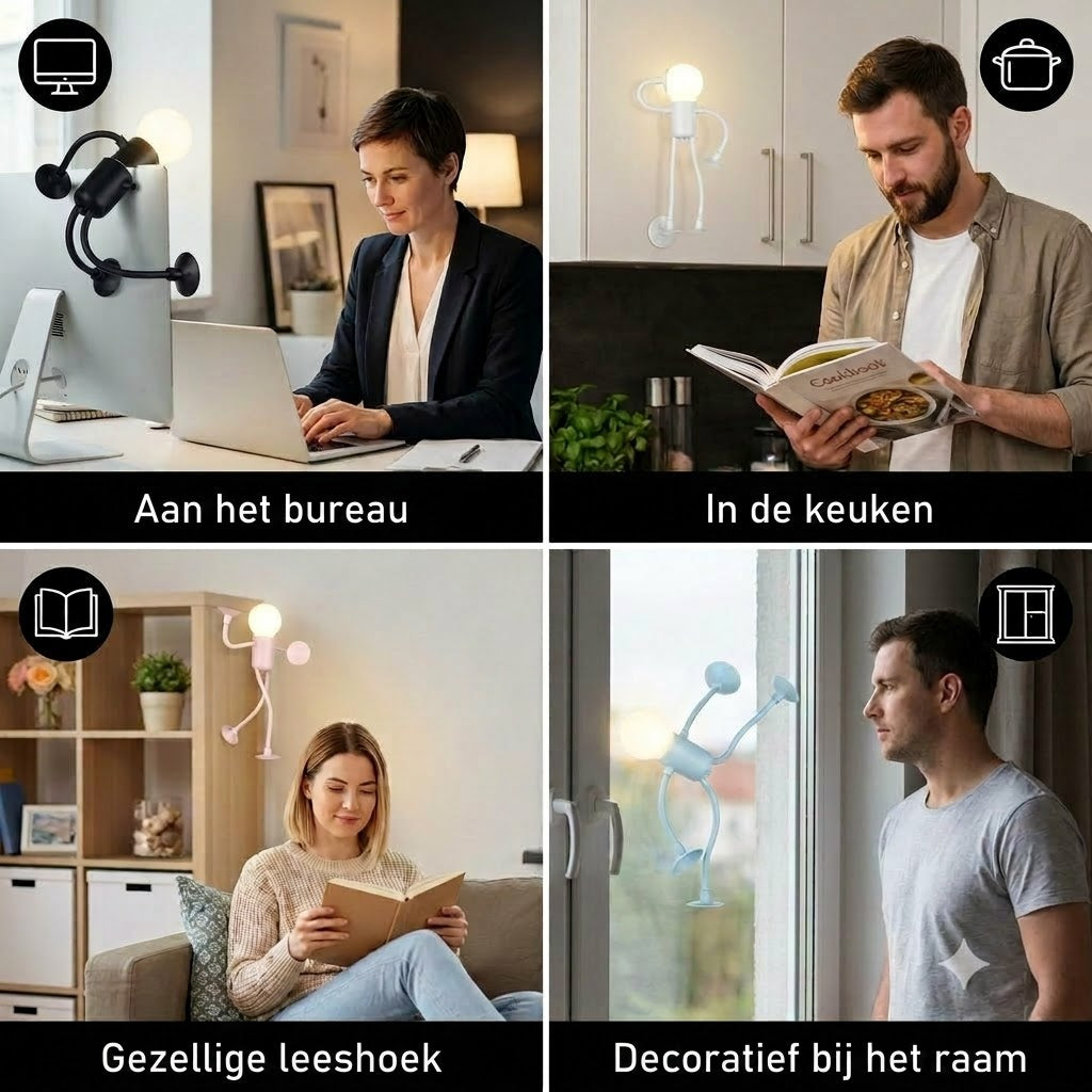 LED-lamp met zuignap — leuk ontwerp, inclusief verwisselbare zuignappen, kan worden gebruikt als decoratie.