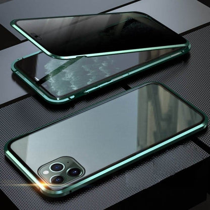 Privacy Magnetisch iPhone Hoesje - 360 Graden Bescherming - Anti-Spy Gehard Glas - Dubbelzijdig & Schokbestendig