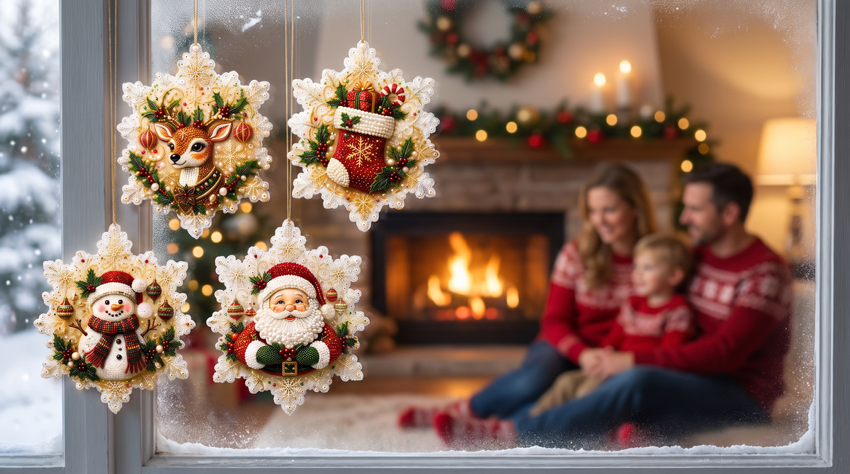 6-delige DIY diamond painting set voor kerstversiering en decoratie