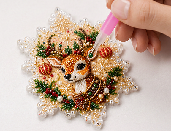 6-delige DIY diamond painting set voor kerstversiering en decoratie