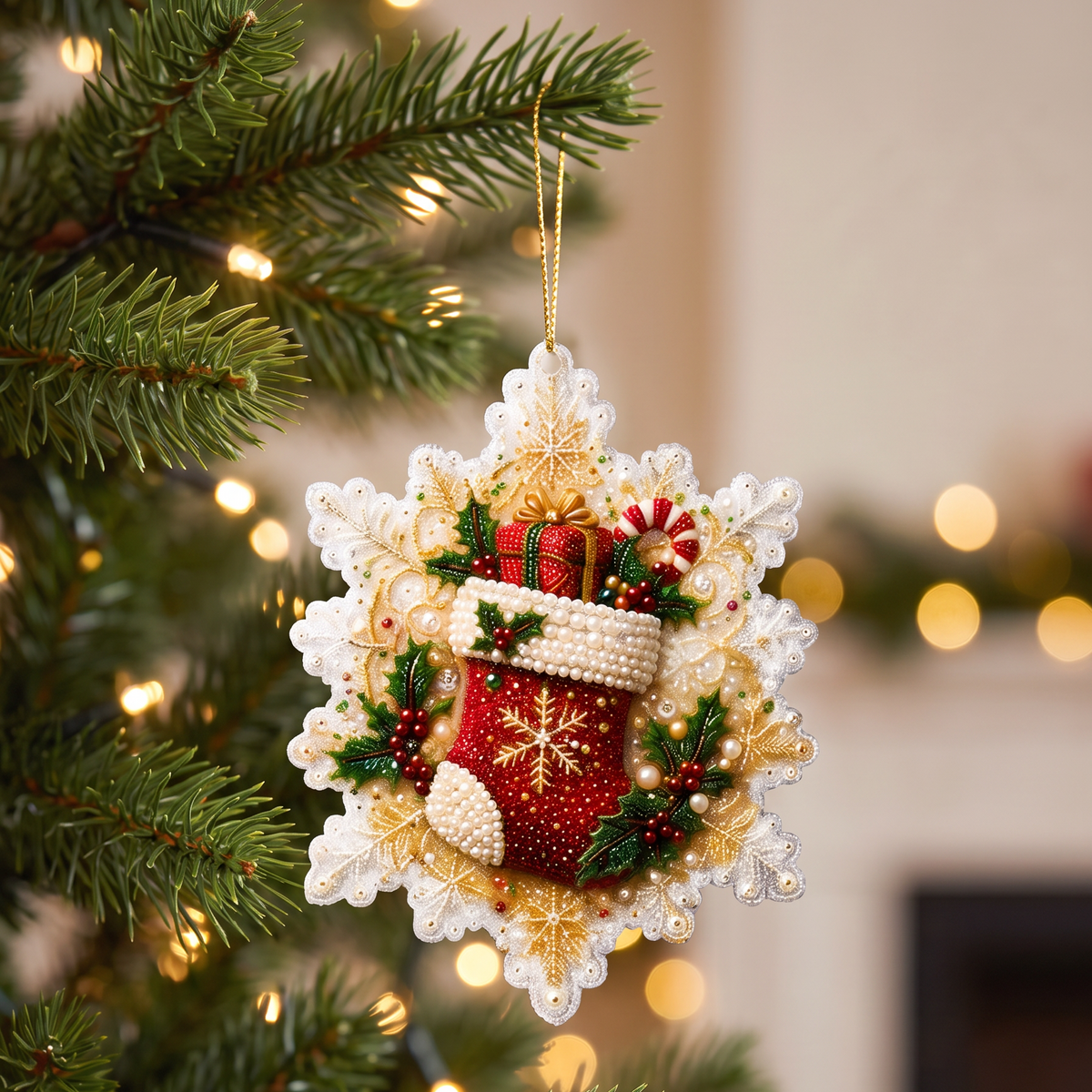 6-delige DIY diamond painting set voor kerstversiering en decoratie