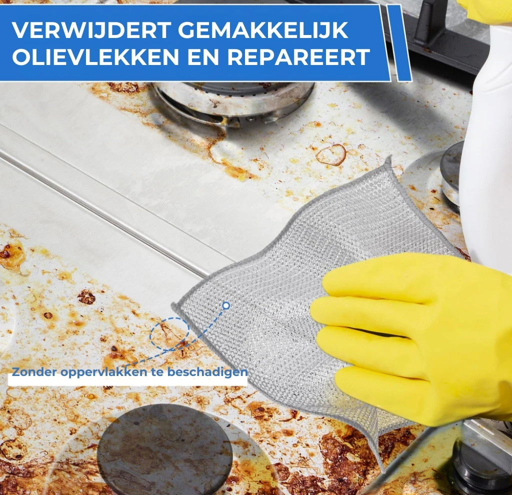 Herbruikbaar Silver Mesh Schoonmaakdoeken (10 stuks）- Krachtige Reiniging zonder Krassen - Voor Pannen, Glas & Aanrecht - Sneldrogend & Duurzaam