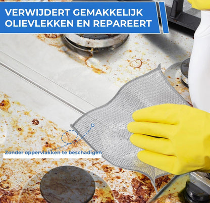 Herbruikbaar Silver Mesh Schoonmaakdoeken (10 stuks）- Krachtige Reiniging zonder Krassen - Voor Pannen, Glas & Aanrecht - Sneldrogend & Duurzaam
