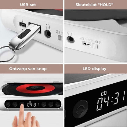Draagbare CD Speler met Bluetooth - Oplaadbare Discman voor Auto & Onderweg (Anti-Shock)