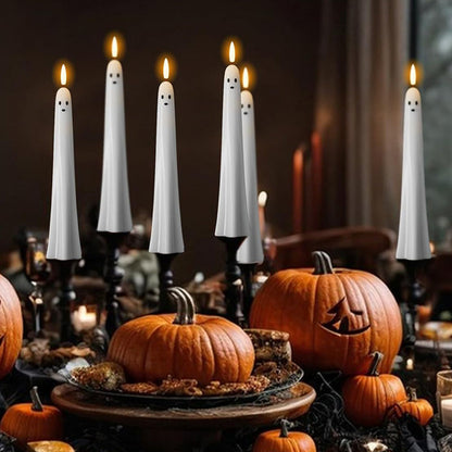 🎃👻Afstandsbedienbare LED-spookkaarsen met 3D-vlamlont 🕯️💡 1 set (2 stuks)