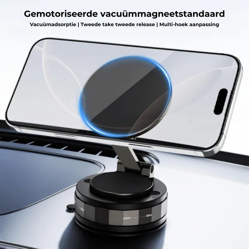 Magnetische Telefoonhouder Auto - Vacuüm Adsorptie & Magnetisch - 360° Draaibaar - Super Stabiel op Dashboard & Ruit