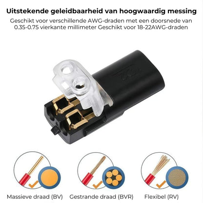 [20 Stuks] Snelle Draadconnectors met Vergrendeling - 2-Polige Stekker Verbinding