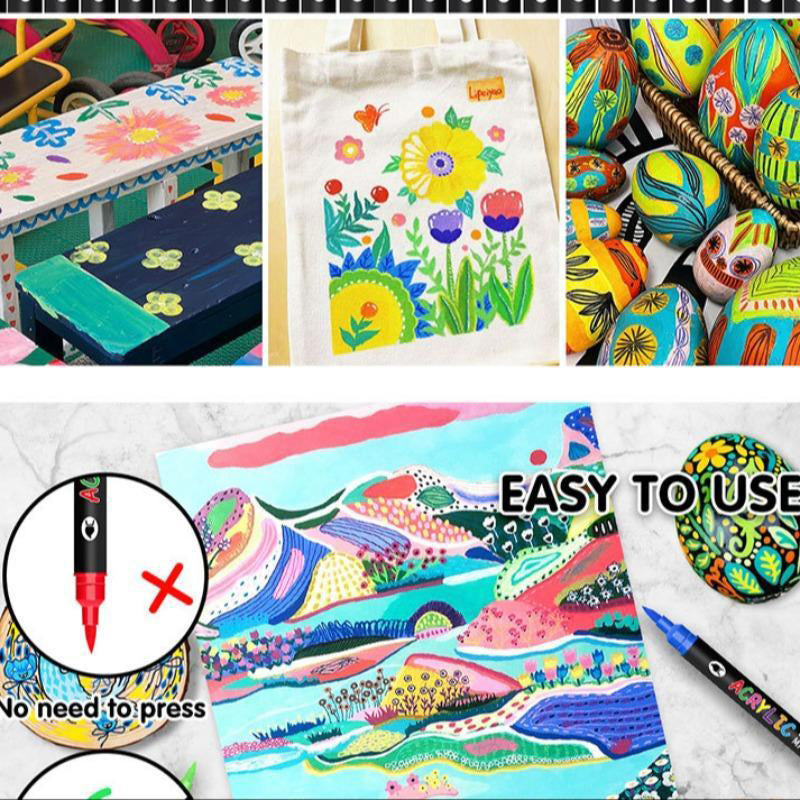 Akryylimaalitussit, joissa on kaksipäinen kärki