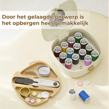 Dubbellaagse Magnetische Naaiset – Luxe Naaibox met Garen en Naalden