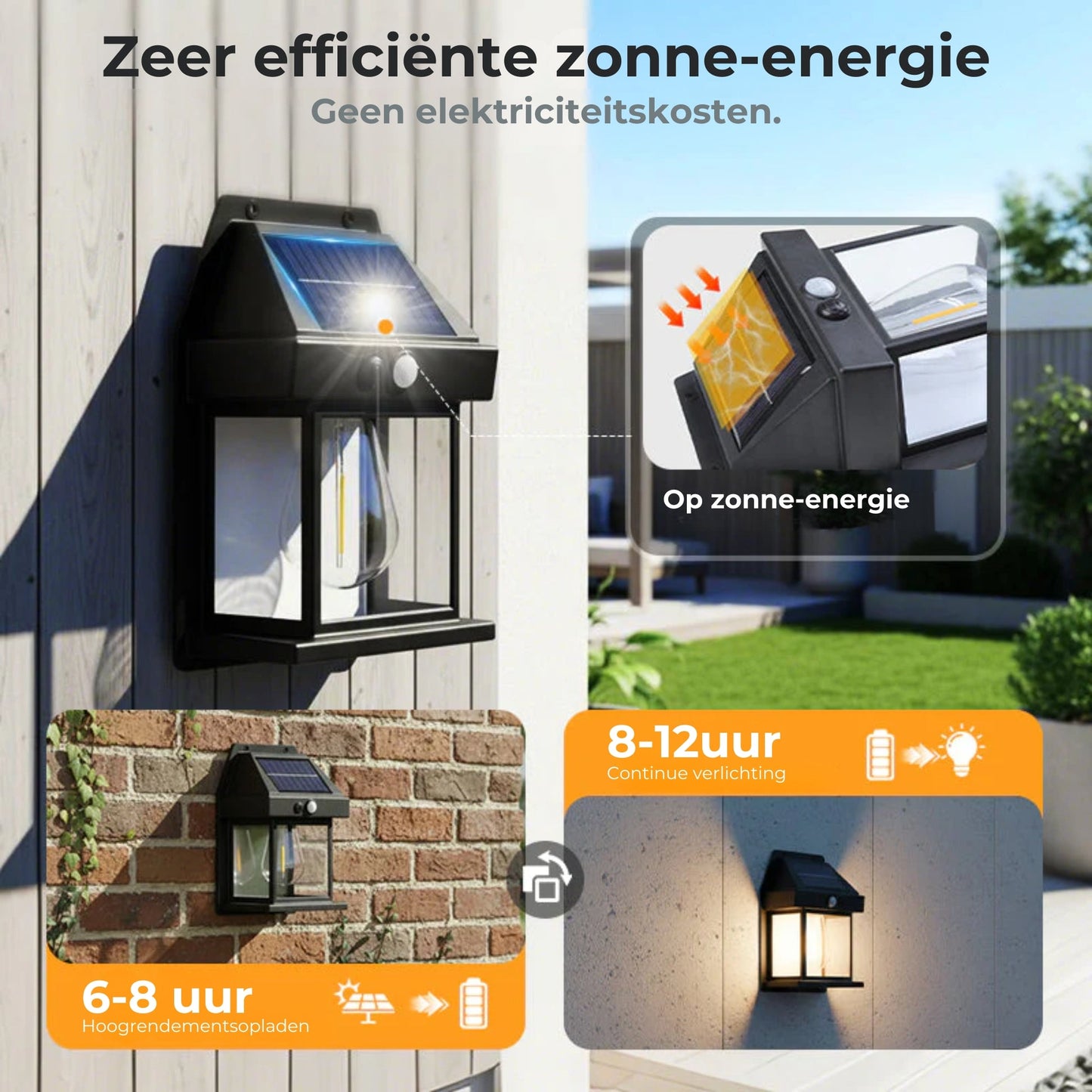 Solar Wandlamp met Bewegingssensor - Buitenverlichting op Zonne-energie - Draadloos & Waterdicht (IP65)