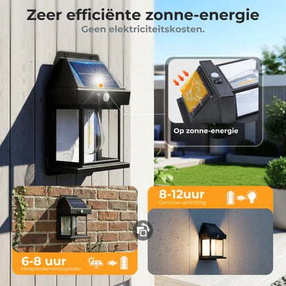 Solar Wandlamp met Bewegingssensor - Buitenverlichting op Zonne-energie - Draadloos & Waterdicht (IP65)