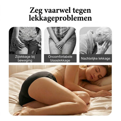 Lekvrije menstruatieslip met hoge taille, dubbele bescherming voor en achter – voorkomt effectief doorlekken aan de zijkanten