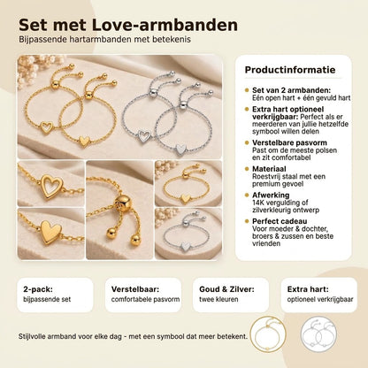 Hartjesarmband set – 14K vergulde hartjesarmband