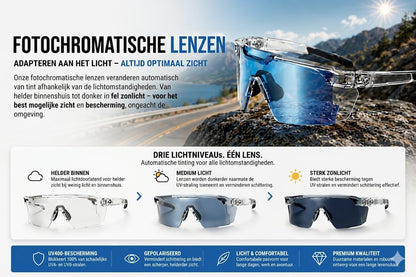 Fietszonnebril- Zonnebrillen met adaptieve lenzen
