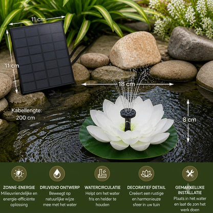 Solar Lotus Fontein – Drijvende Tuinfontein voor Zwembaden en Vijvers