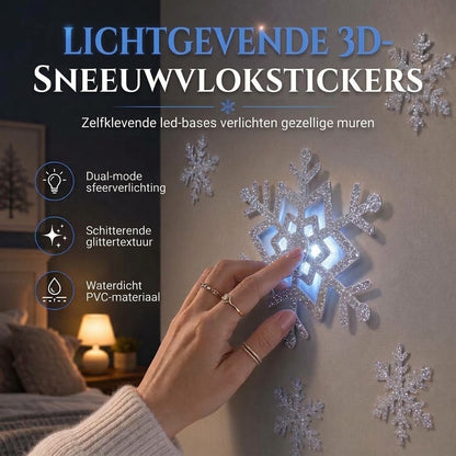 Lichtgevende muurstickers met sneeuwvlokken