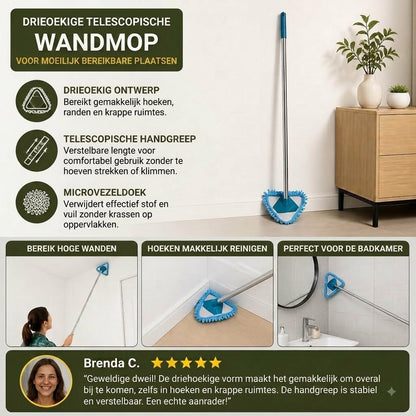 🔥 Tijdelijke aanbieding: 50% korting ❗️❗️ Driehoekige uitschuifbare muurmop, maakt moeilijk bereikbare hoeken eenvoudig schoon.